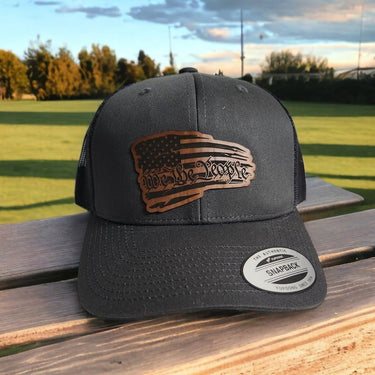 Distressed We the People Leather Patch Trucker Hats - Classic Colors - Trucker Hat - Charm and Char